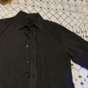 Pinstripe black button up shirt